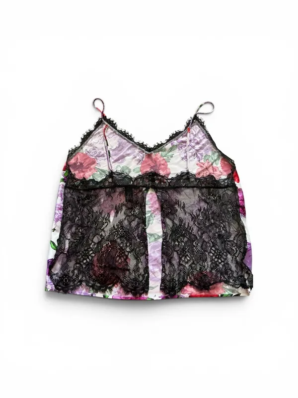 Victoria’s Secret camisole top satin floral lace trim and open back size large - Image 6