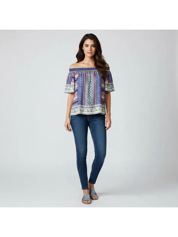 Flying Tomato Cold-Shoulder Aztec Top - Size L - Image 7