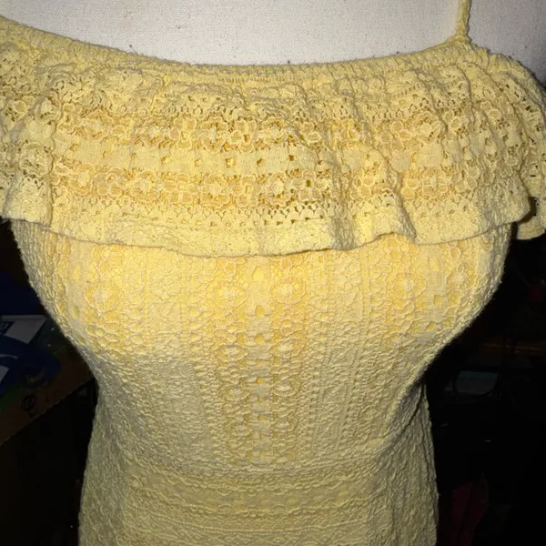 Live to be spoiled Ruffled crochet off the shoulder dress - Image 6