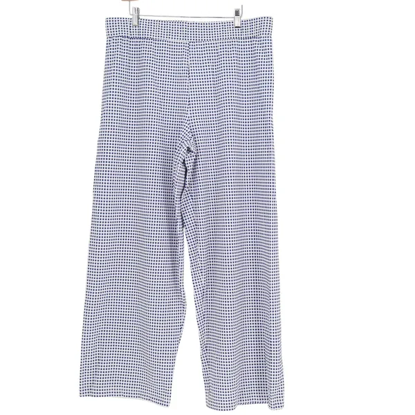Marc Bouwer Unlimited Blue White Gingham Wide Leg Pants XL Textured Stretch SKU - Image 2