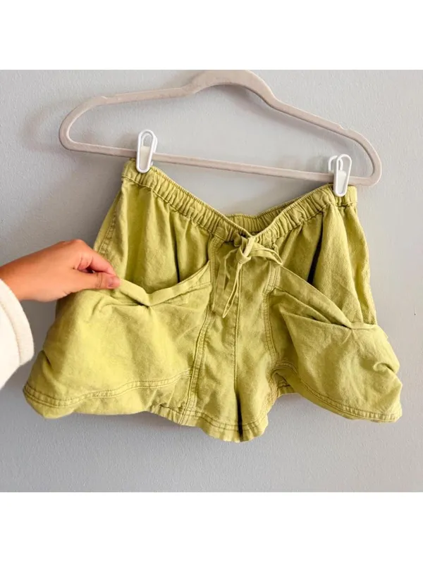 Free People Good Fortune Solid Cotton-Linen Shorts - Image 4