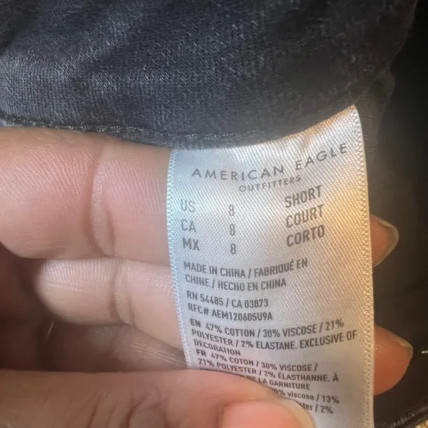 American Eagle Super‎ Hi Rise Jegging Jeans Black Ripped Knee Women Size 8 Short - Image 4