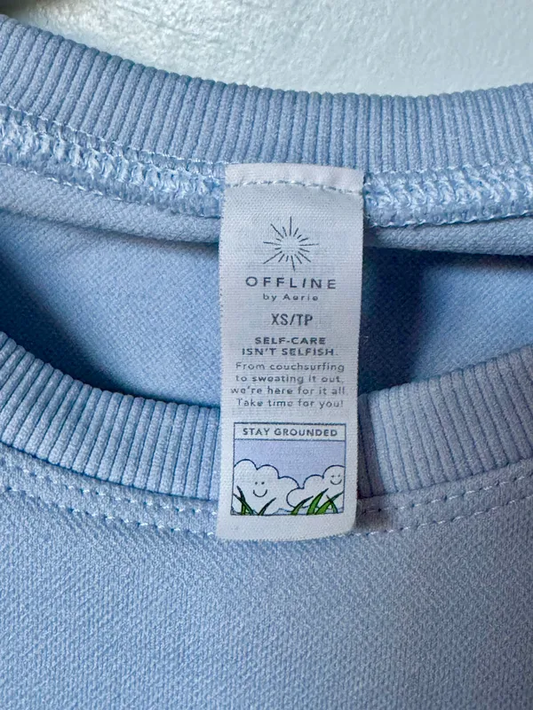 Aerie Cropped Blue Short Sleeve TShirt - Image 4