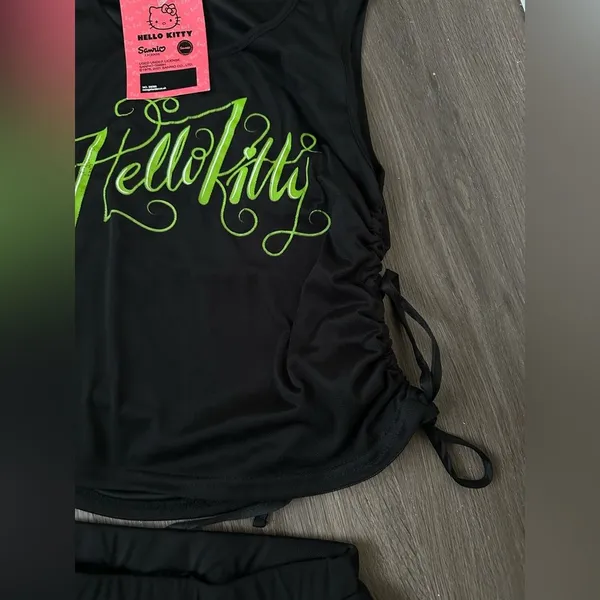 Dolls Kill Hello Kitty Neon Lime Ruched Set - Top & Shorts - Image 3
