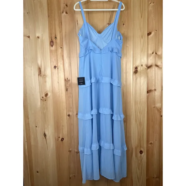 NWT Lulus Sincerely Poised Light Blue Backless Bustier Tiered Maxi Dress Size XL - Image 5