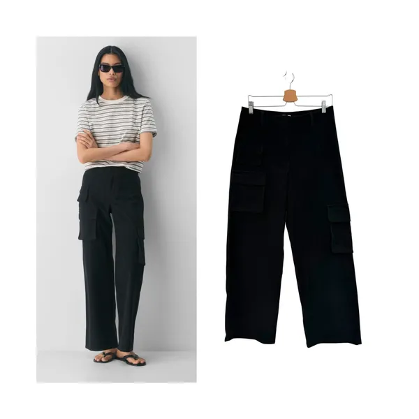 Aritzia Wilfred Free Picture Cargo Pant Black‎ Wide Leg Utility Size 10 - Image 2