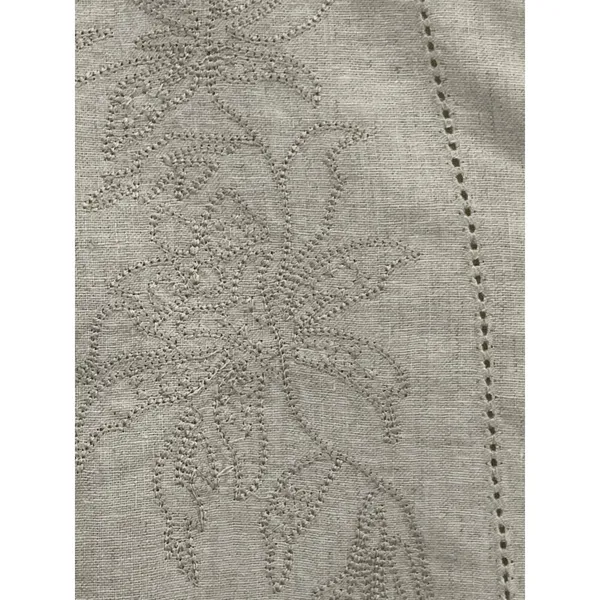 White Stag Tan Linen Blend Mandarin Collar Tunic with Flower Accents M - Image 3