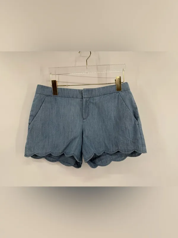 CLUB MONACO Scalloped Hem Chambray Amber Shorts Size‎ 0 - Image 7