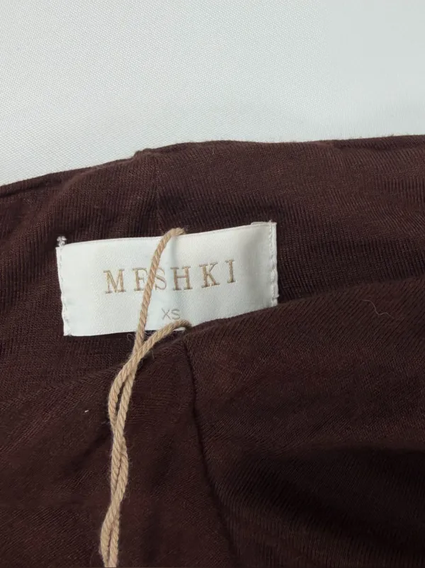 NWT MESHKI Eleanor Ruched Cut Out High Rise Brown Pants Women's Size XS - Image 11