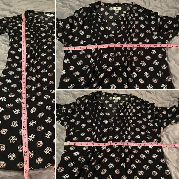 Old Navy Casual Floral Medallion Print MicroPleat front Tshirt Dress Navy XS - Image 9