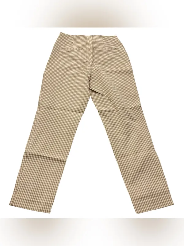 Beige and white gingham straight leg pants NWT medium - Image 2