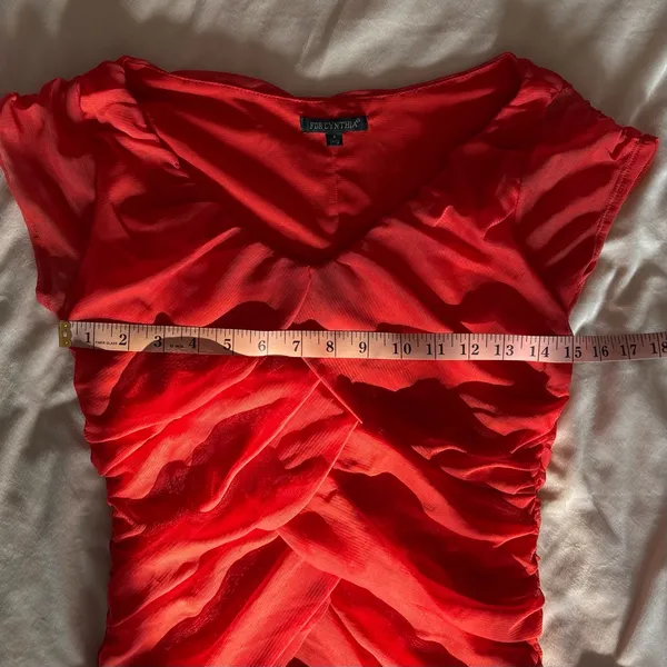 For Cynthia Vibrant Orange Red Tiered Mesh Cap Sleeve Top Size S - Image 5