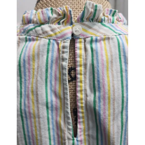 J. Crew Striped Ruffle Neck Sleeveless Blouse Women's Size‎ 2 - Image 4