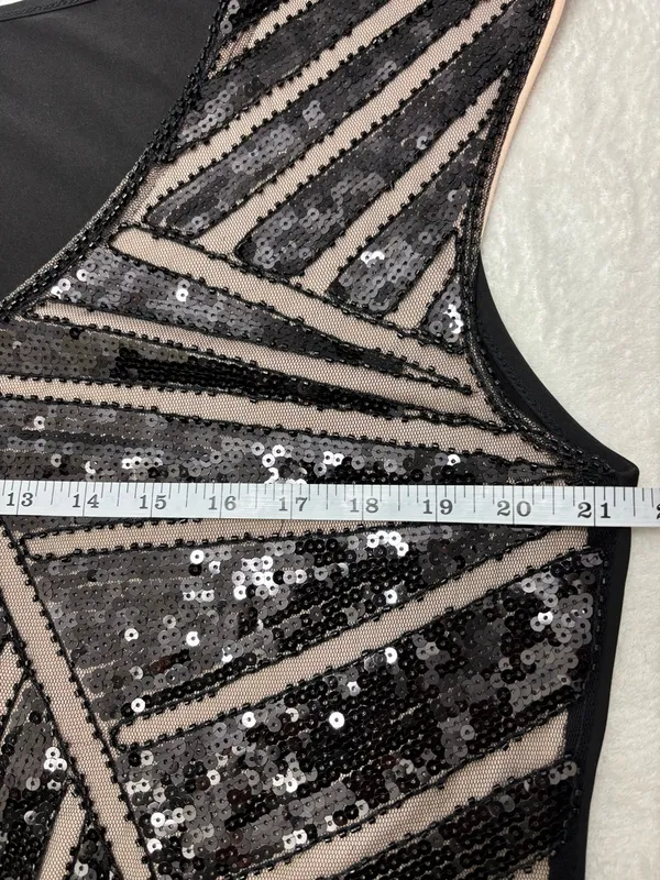Metme Black Sequin V-Neck Evening Top‎ Size XXL - Image 6