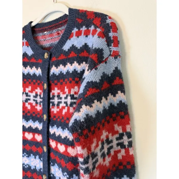 Lucky Brand Fair Isle Wool Brand Cardigan Sz S NWT With Flaw READ $128 - Image 7