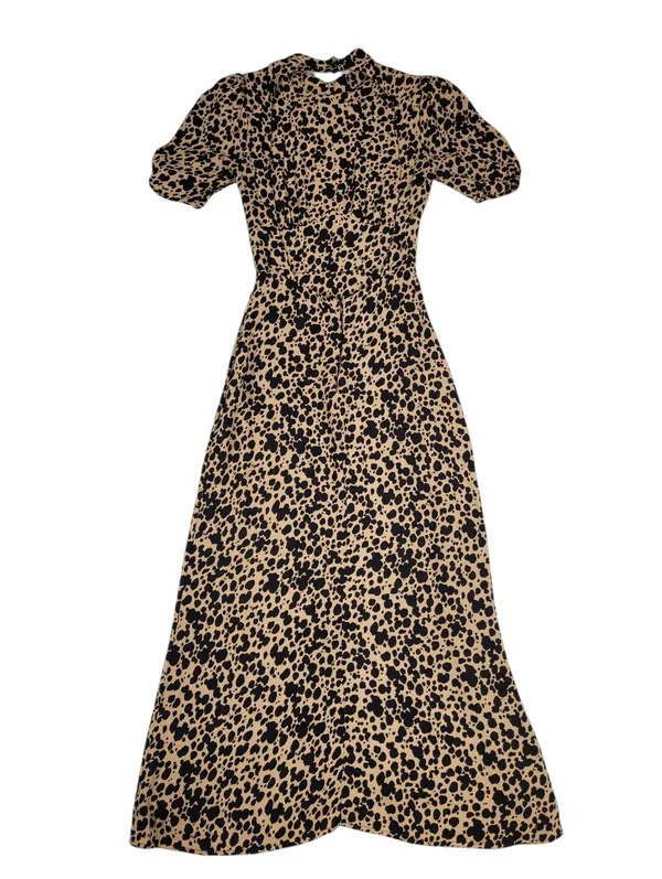 Reformation Dusk Dress Midi Animal Print Size 0 Open Back - Image 12