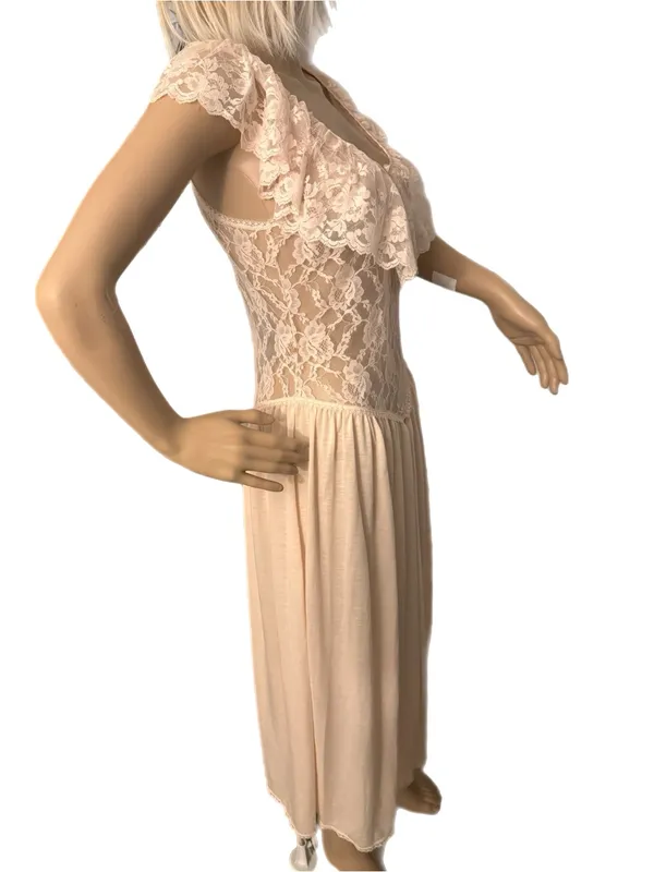 Vintage 80s Victoria’s Secret Union Made USA Lace Nightgown Size Small Pink Rare - Image 7