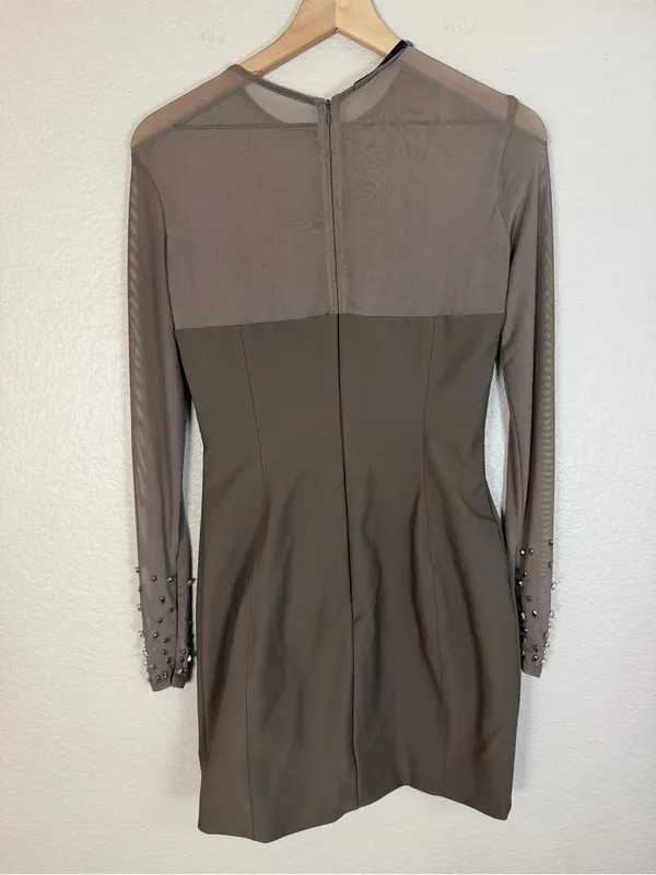 House Of CB Matrush Taupe Crystal Embellished Mini Dress size Small $299 - Image 10