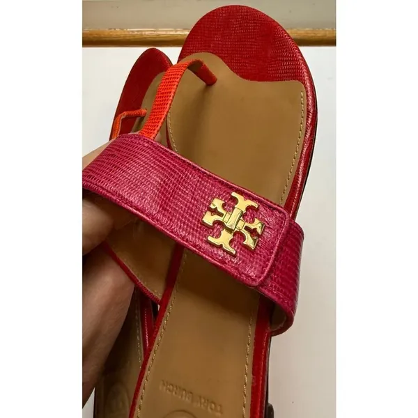 Tory Burch Pink Orange Kira Thong Sandals Sz. 7 - Image 7