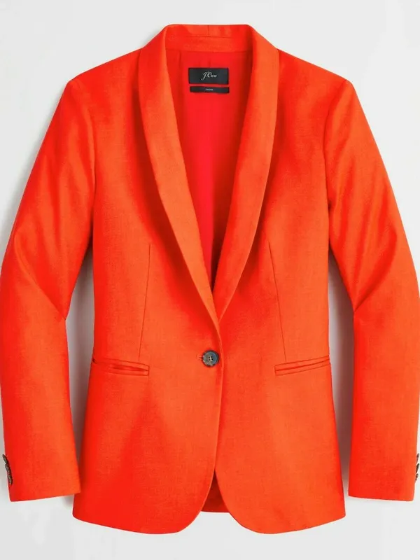 NWT J.Crew Parke Blazer in Brilliant Sunset Stretch Linen Single Button Jacket 0 - Image 4