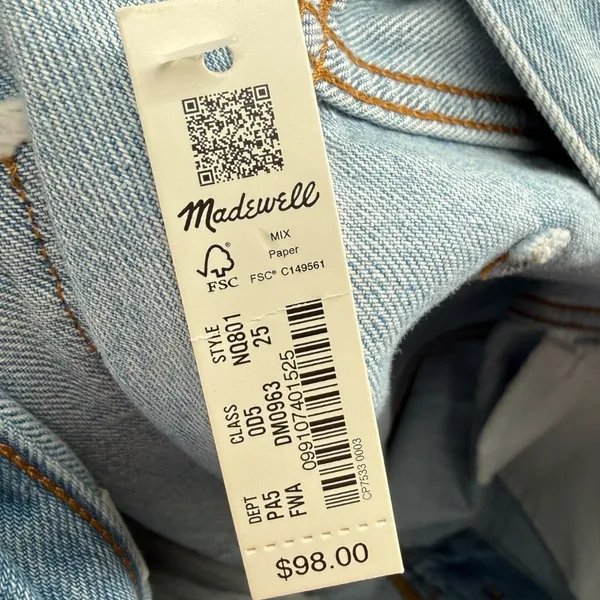 NWT Madewell Women's Rilee Denim Midi Skirt Front Slit Light Wash Blue Size 25‎ - Image 4