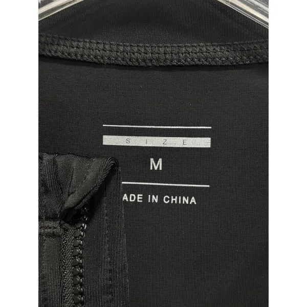 Athletic 1/4 Zip Activewear Top Tie Sides Size M‎ Black Thumb Holes - Image 3