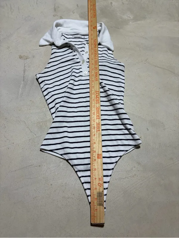 Abercrombie & Fitch Striped Polo-Style Bodysuit medium - Image 6