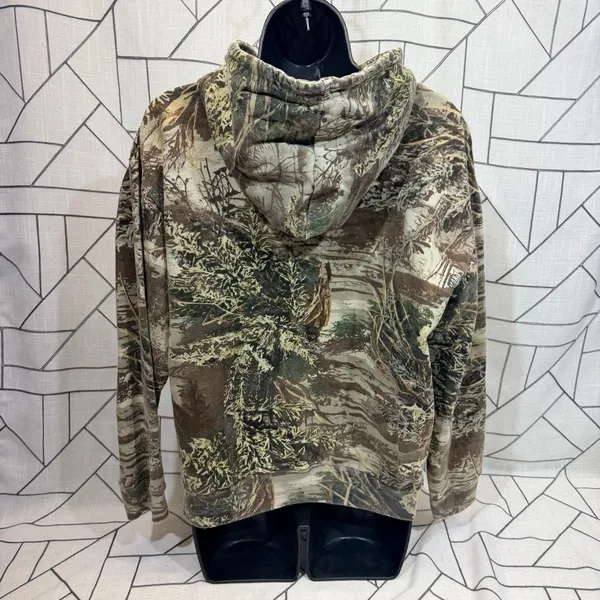 Y2K Cabelas Camo Hoodie Womens‎ Medium Green Advantage Max 1 Open Terrain Heart. - Image 4