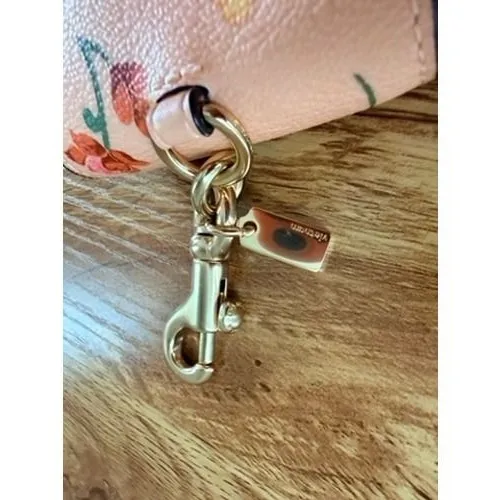Coach Wildflower Print Leather AirPods Case Bag Charm Keychain Pink Floral Gold - Image 7