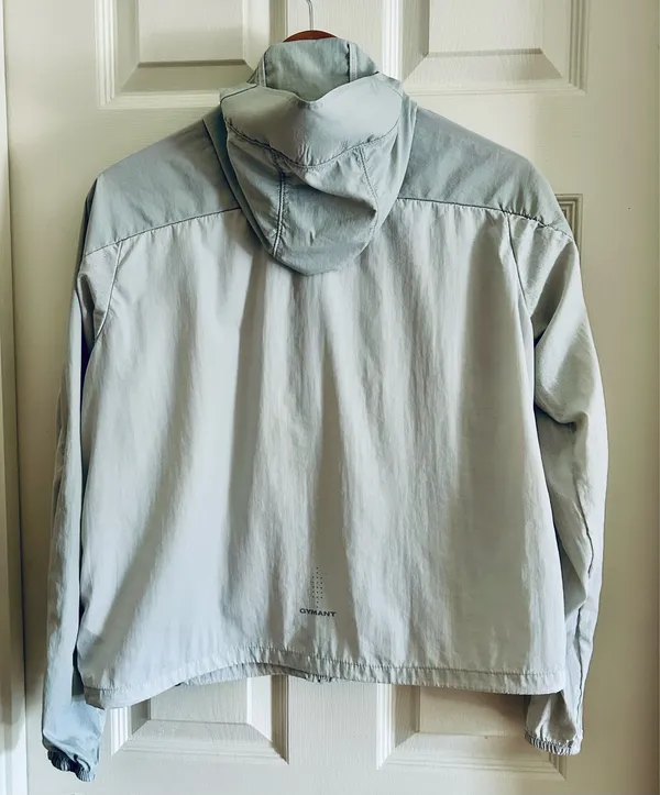 Light Gray/Green Hooded Windbreaker Jacket Gray Size XL - Image 3