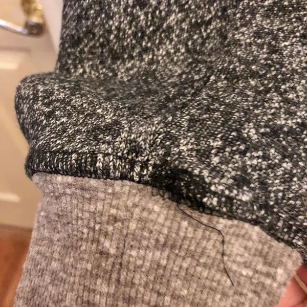 BKE Gimmicks X Double V Neck Marled Heather Button Sweatshirt Grey Black XS - Image 7