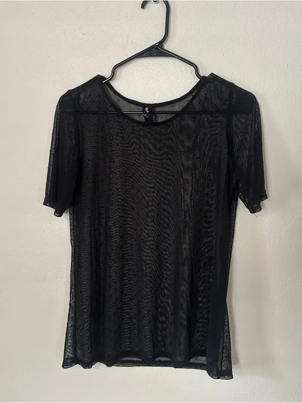 Polka dot mesh tee Black Size M - Image 2