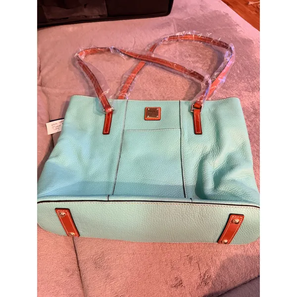 Dooney & Bourke Womens Tote Bag Large Aqua Pebbled Leather Lexington Shopper NWT - Image 2