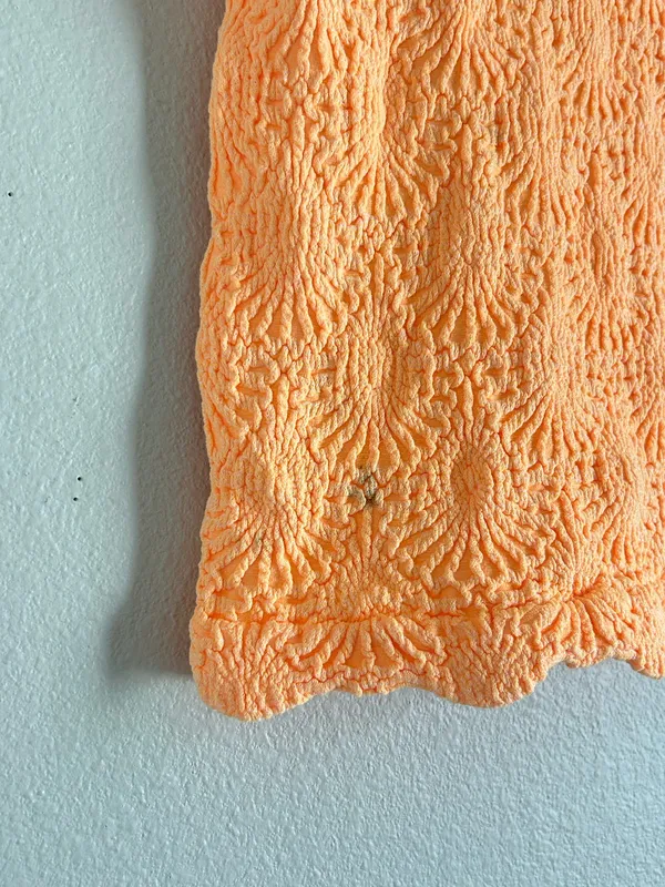 Free People Intimately Orange Love Letter Tank Top Sz XS /S Square Neck Textured - Image 3