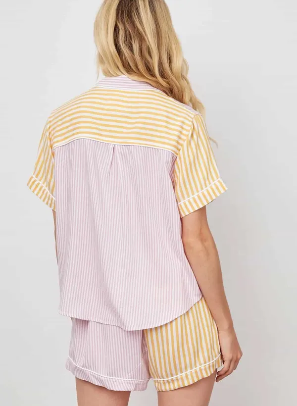 Rails Pajamas Pink And Yellow Striped Size Medium - Image 2