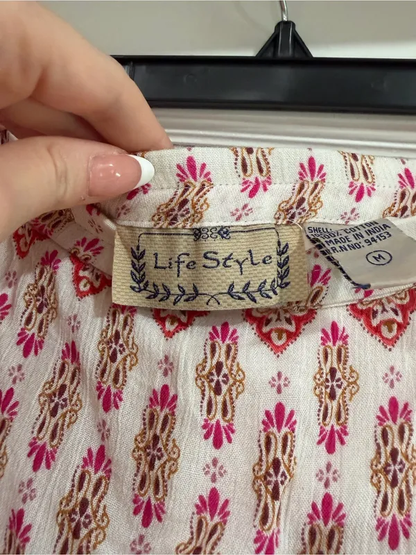 Women's Maxi Skirt in Pink and Cream Boho Print - Image 4