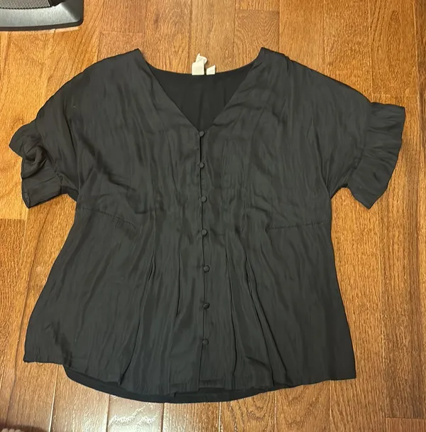 Anthropologie Dolan Left Coast Blouse Peplum Button Front Ruffle Sleeves - S - Image 3