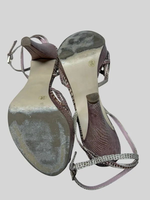BCBGirls Rose Gold Textured Strappy Platform Heels - Image 7