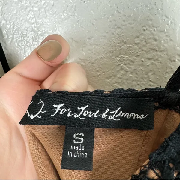 For Love & Lemons Vika Lace Mini Dress in Black Size Small - Image 7
