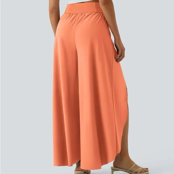 Halara 027HA.- High Waisted Back Waistband Pocket Palazzo Flowy Wide Leg Casual Pants. - Image 3