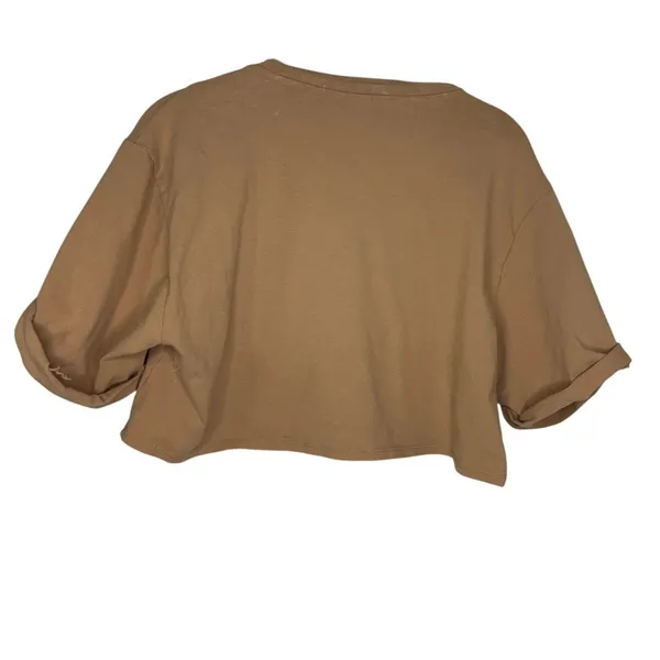 Vici Cropped Boxy T-Shirt Women's Size Small Tan Stretch Crop Tee - Image 2