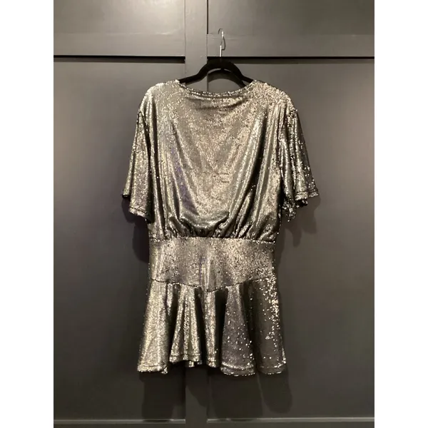 Free People Manuka Sequin Mini Dress Size XS Silver Party NWT - Image 3