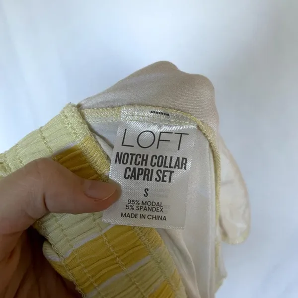 LOFT sleep‎ notch collar capri pajama pants white yellow soft women's S modal - Image 7