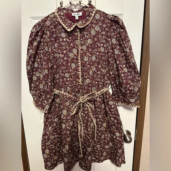 &merci Elegant Floral Burgundy Mini Dress - Image 3