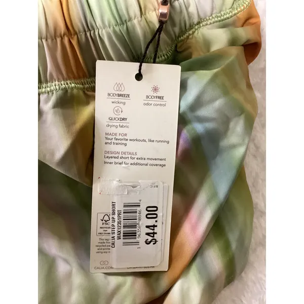 CALIA Womens High Rise Step Up Short 3 Inseam Abstract Print Green Orange XS NEW - Image 7