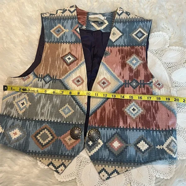 Vintage Coldwater Creek Aztec Southwest Open Front Vest Women’s Size XL - Image 7
