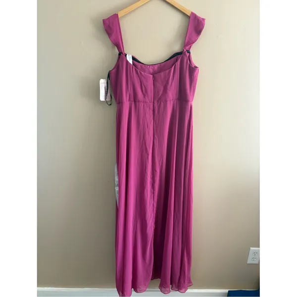 After Six OFF-THE-SHOULDER BASQUE NECK MAXI DRESS FLOUNCE SLEEVES TEA ROSE - Image 4
