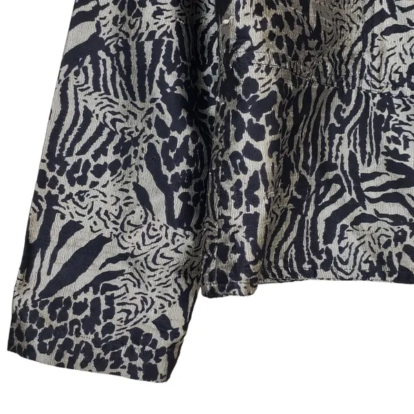 Chico's Womens S 100% Silk Animal Print Open Front Blazer - Image 5