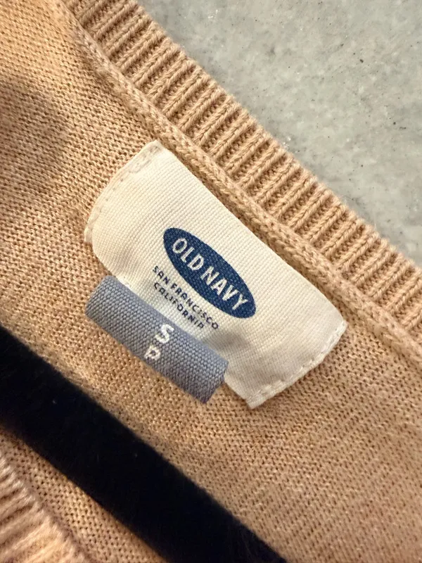 Old Navy Size S Tan Khaki Lightweight Cotton Crew Neck Button Cardigan Sweater - Image 8