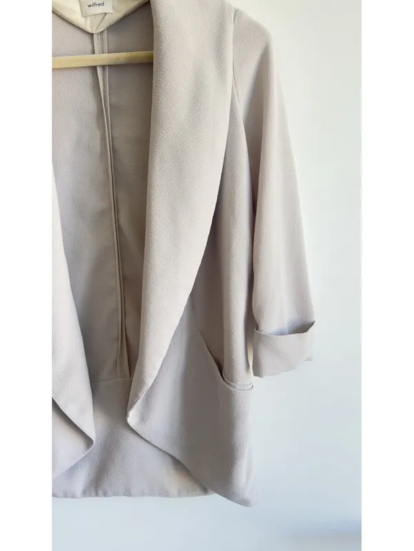 Wilfred Aritzia Chevalier Blazer Open Front Shawl Collar Taupe Size 2 - Image 6